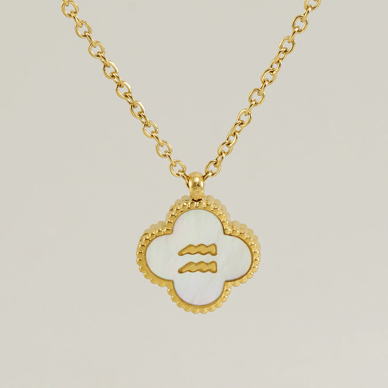 Titanium Steel Clover Shell Constellation Stainless Necklaces