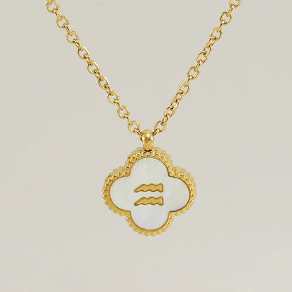 Titanium Steel Clover Shell Constellation Stainless Necklaces