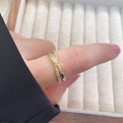 Women's Luxury Fashion Opening Zircon Adjustable Gold Rings