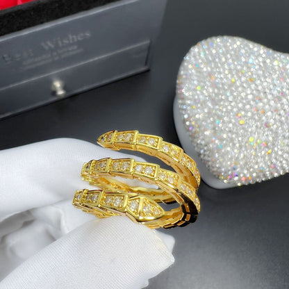 Snake-shaped Full Diamond Snake Three-circle Elastic Head Rings