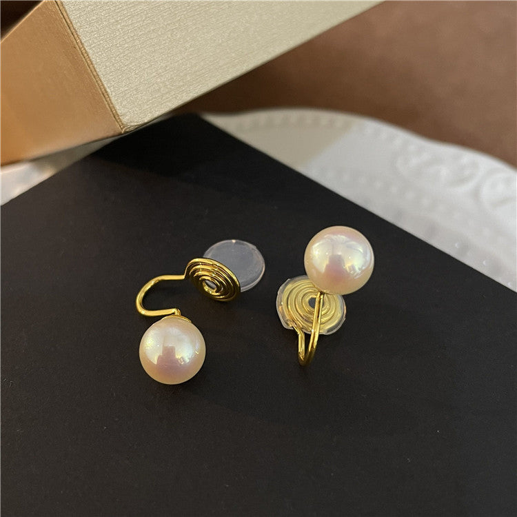 Dazzling Pearl Mosquito Coil Ear Clip Earrings
