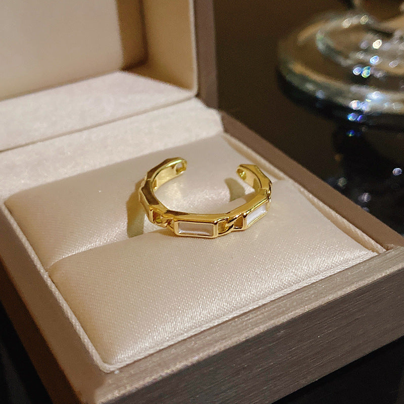 Pearl Zircon With Diamond Open Adjustable Rings