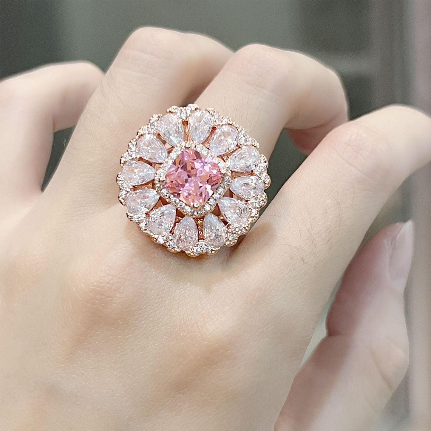 Zircon Princess Square Diamond Tourmaline Color Rings