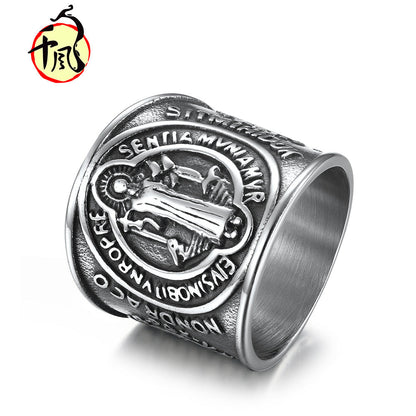 Ornament Benedict Exorcist Stainless Steel Domineering Rings