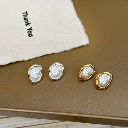 Women's Needle Cold Style Irregular Pearl Design Earrings