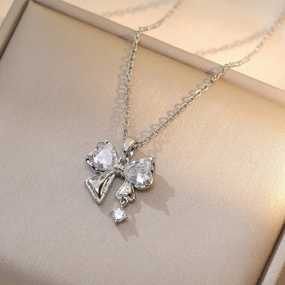 Fan Korean Style Butterfly Full Diamond Necklaces