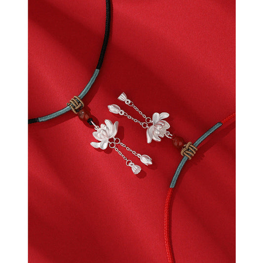 Women's Sier Lotus For Light Luxury Minority Ancient Style Necklaces