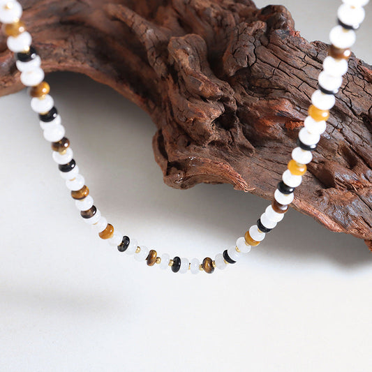 Women's Tigereye Handmade Beaded Black Agate Material Necklaces