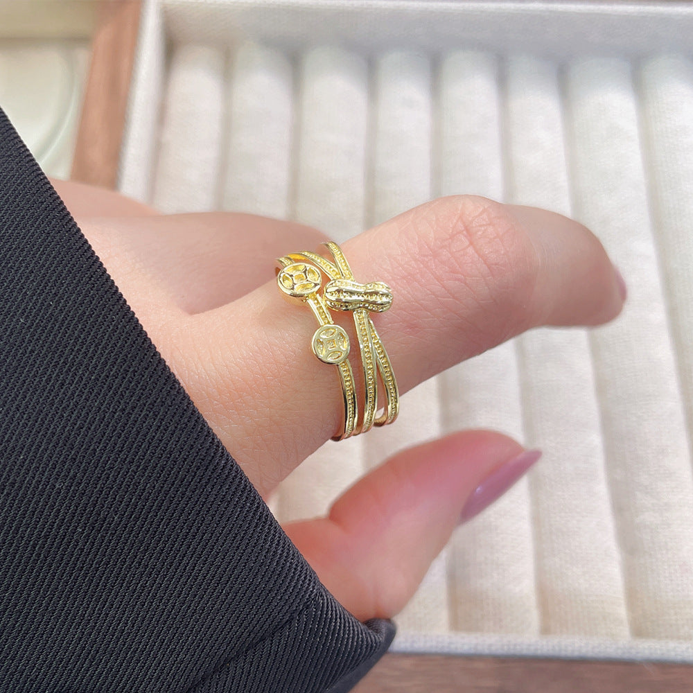 Women's Luxury Fashion Opening Zircon Adjustable Gold Rings