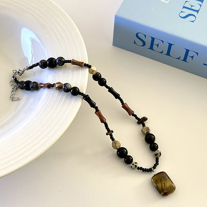 Natural Tigereye Beaded Clavicle Chain Female Ancient Necklaces