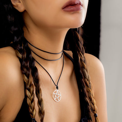 Hot Cold Wind Five-pointed Star Pendant Neck Necklaces