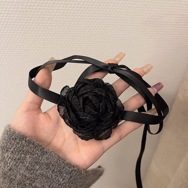 Retro Black Dinner Party Camellia Collar Sexy Necklaces