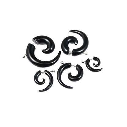 Stylish Versatile Black Horn Crooked Snail Earrings