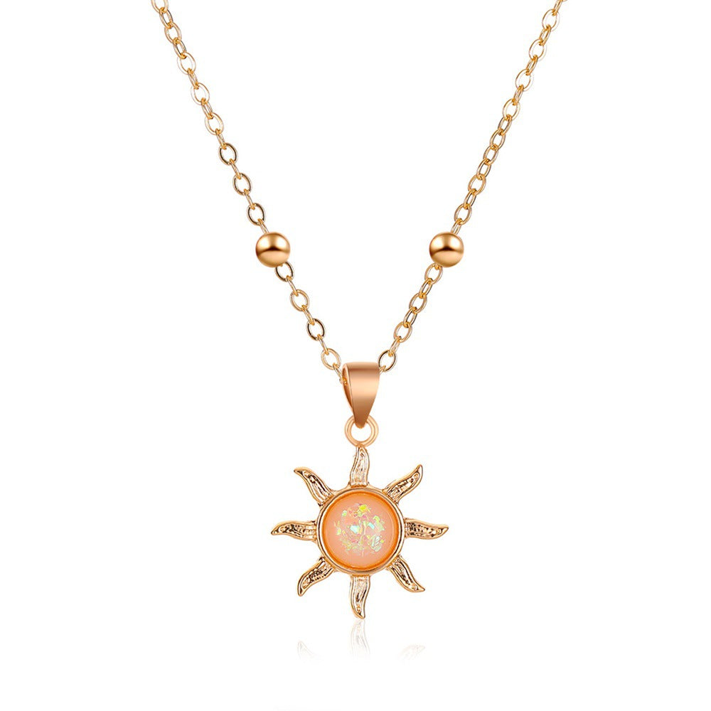 Korean Accessories Opal Sun Elegant Inlaid Necklaces