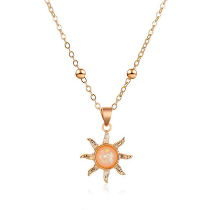 Korean Accessories Opal Sun Elegant Inlaid Necklaces