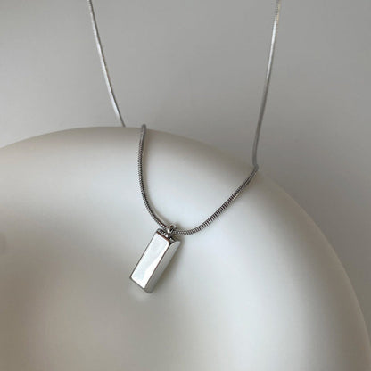 Simple Cold Style Titanium Steel Square Pendant Female Niche Necklaces