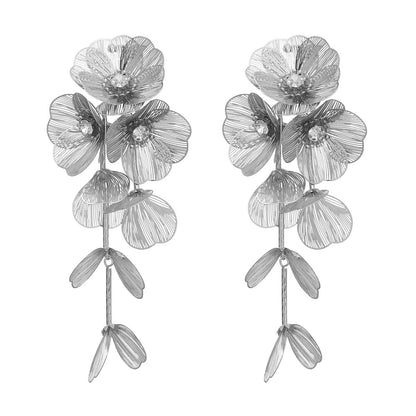 Women's Spring Alloy Flower Exaggerated Metal Earrings