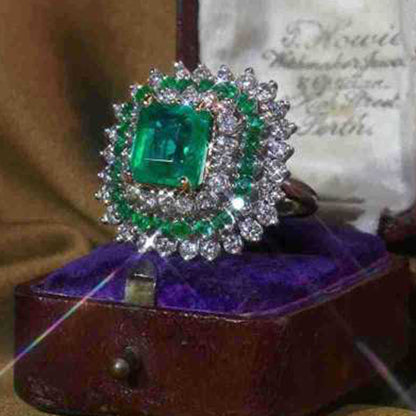 Unique Emerald Golden Topaz Fashion Ornament Rings