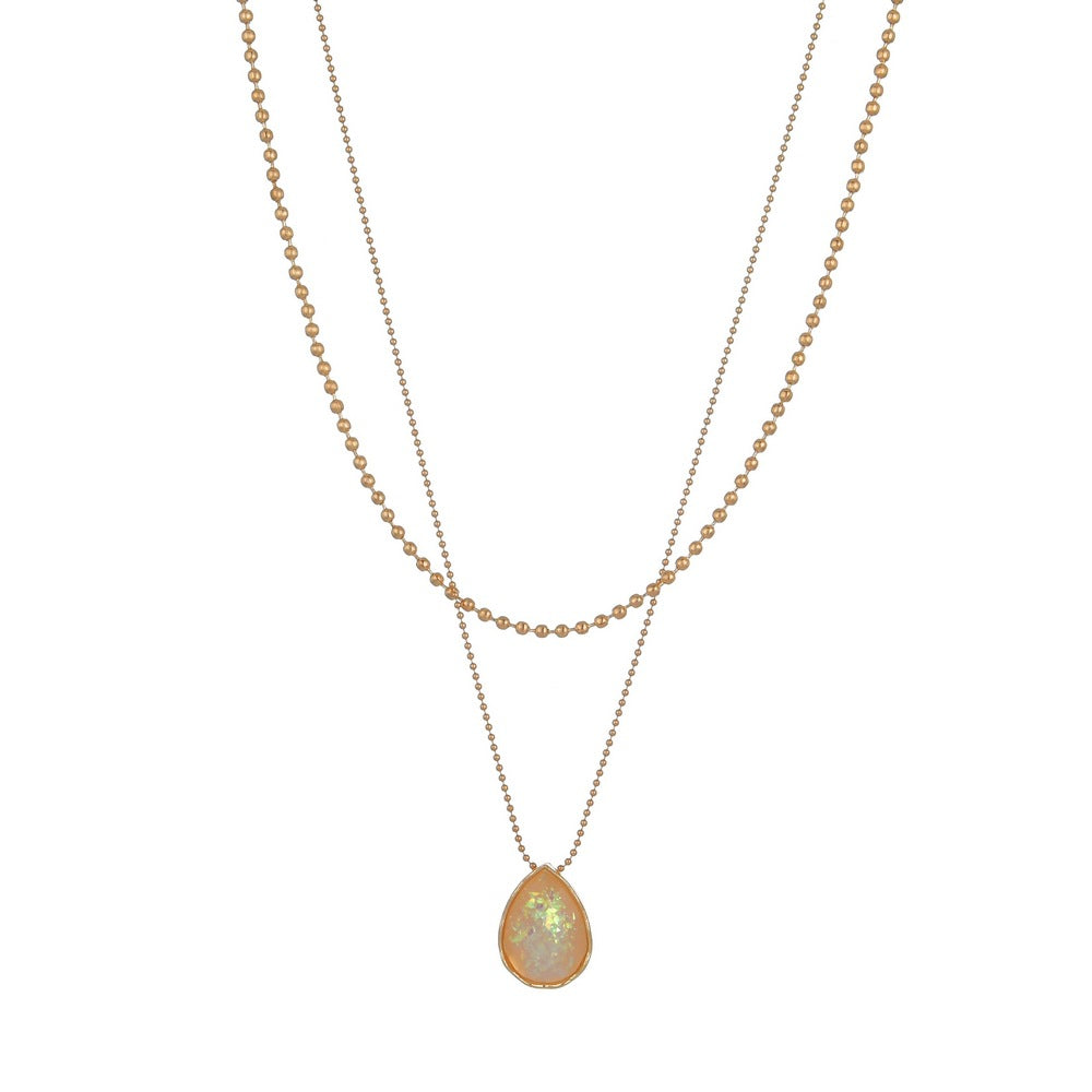 Retro Style Water Drop Imitation Opal Necklaces