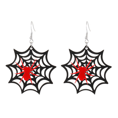 Female Gothic Dark Bat Spider Pumpkin Earrings