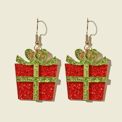 Cute Creative Christmas Tree Elk Acrylic Earrings