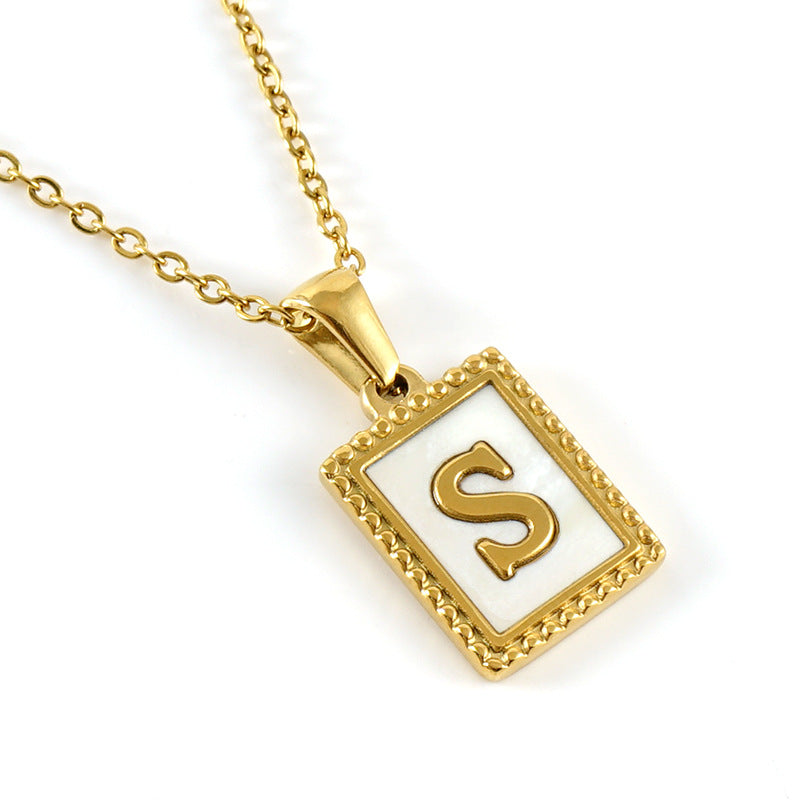 Gold Stainless Steel Shell Letter Female Titanium Pendant Necklaces