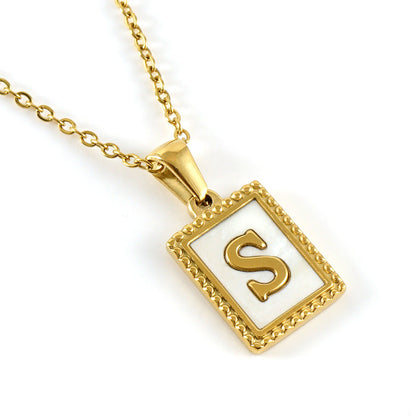 Gold Stainless Steel Shell Letter Female Titanium Pendant Necklaces