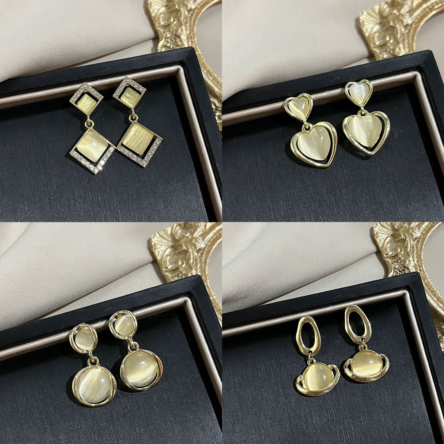 Needle French Opal Simple And Stylish Earrings