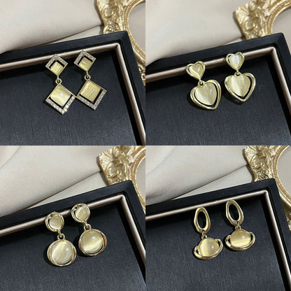 Needle French Opal Simple And Stylish Earrings