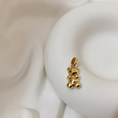 Transparent Bear Metal Smiley Pendant Female Necklaces