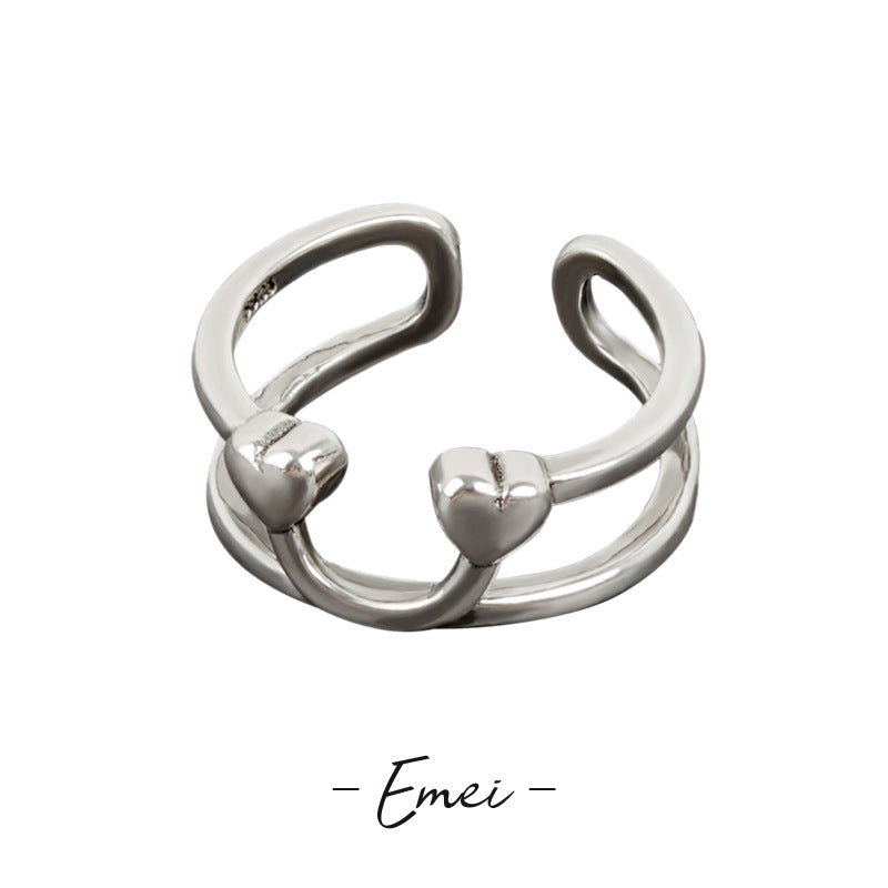 Smiley Face Simple Personality Double Layer Glossy Design Rings