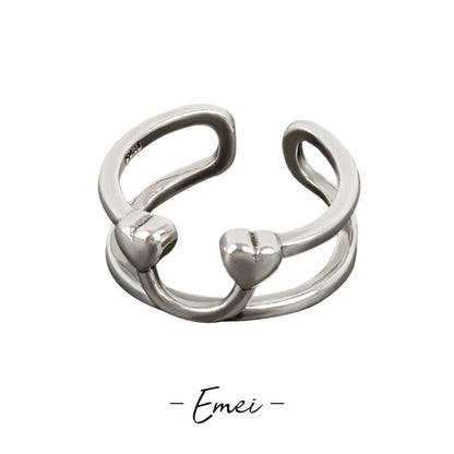 Smiley Face Simple Personality Double Layer Glossy Design Rings