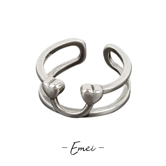 Smiley Face Simple Personality Double Layer Glossy Design Rings