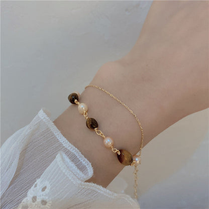 Women's Freshwater Pearl Tigereye Cold Style Retro Design Bracelets