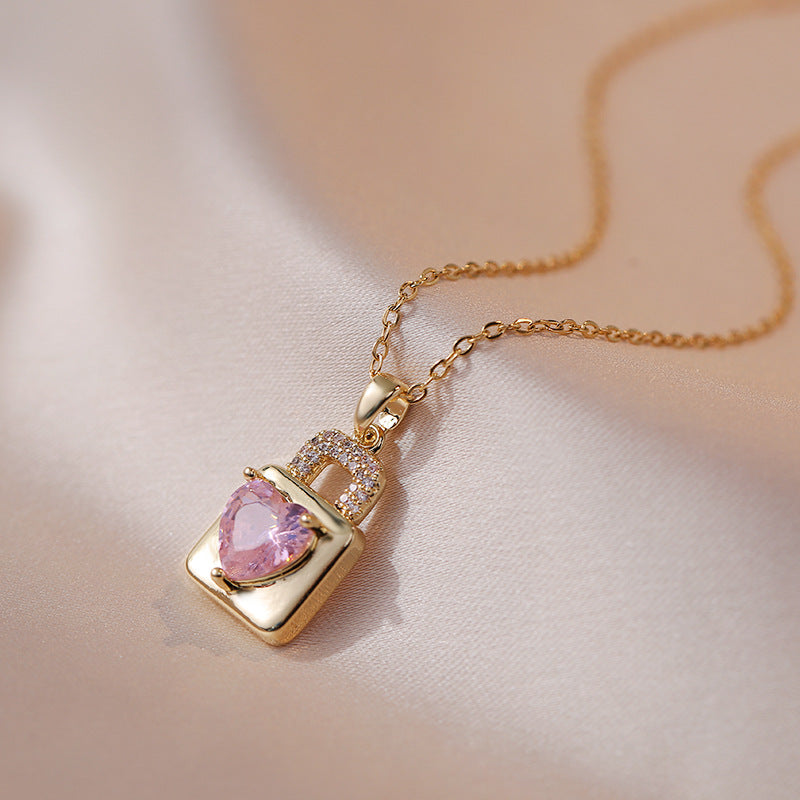 Women's Colorful Zircon Geometric Special Interest Light Luxury Design Pendant Necklaces