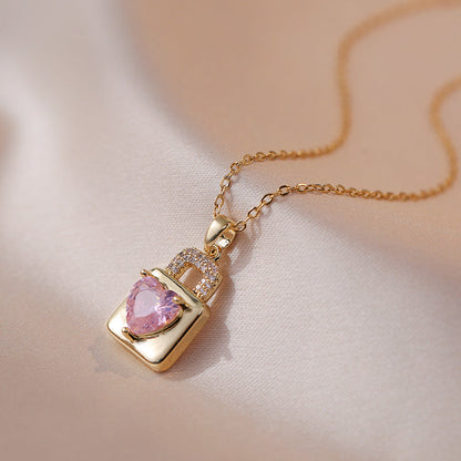 Women's Colorful Zircon Geometric Special Interest Light Luxury Design Pendant Necklaces