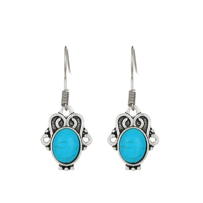 Love Turquoise Alloy Distressed Geometric Moonstone Earrings