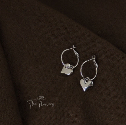 Eyes Sier Needle Three-dimensional Glossy Love Heart Earrings