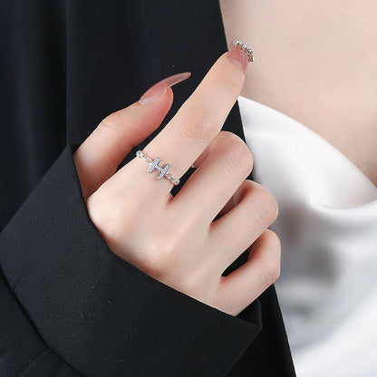 Women's Korean Style Simple Letters Open Personalized Rings