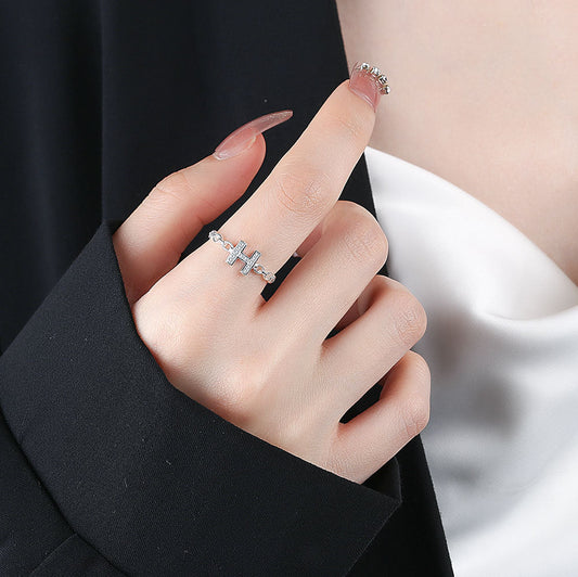 Women's Korean Style Simple Letters Open Personalized Rings