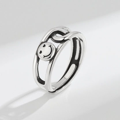 Women's Thai Sier Smiley Fashion Live Open Rings