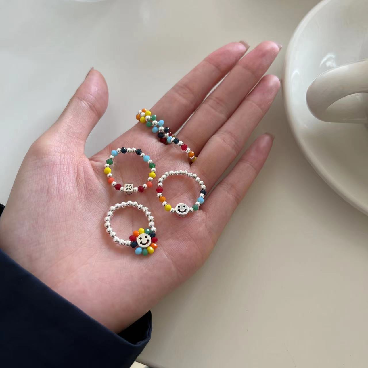 Sterling Sier Order Style Synchronous Smiley Face Rings