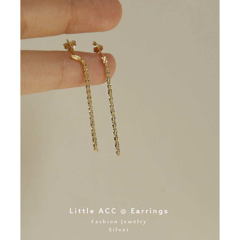 Women's Sparkling Hanging Sterling Sier Gold Plated Earrings