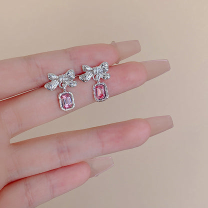 Women's Super Shiny Fresh Sweet Bow Rhinestone Fashion Earrings