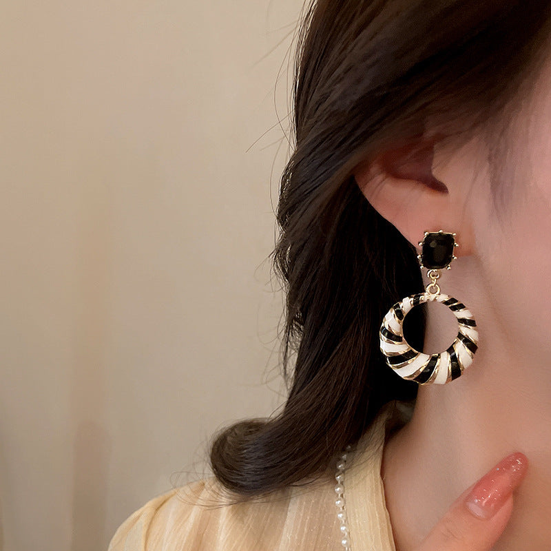 Geometry Black And White Striped Fashion Earrings