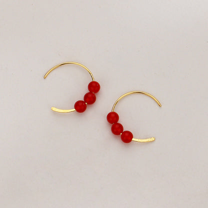 National Style Simple Bean Lucky Beads Ear Small Retro Earrings