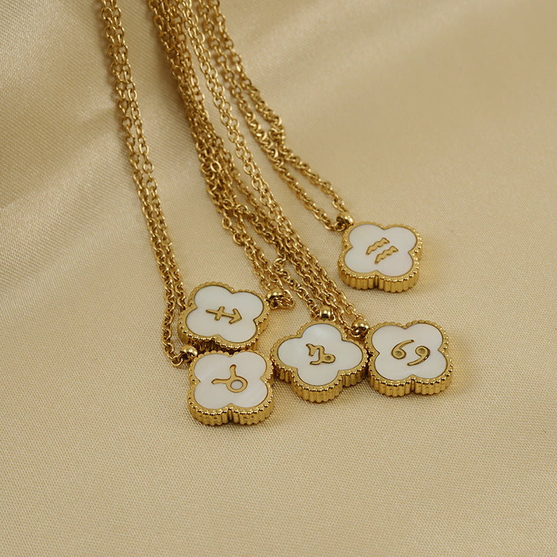 Titanium Steel Clover Shell Constellation Stainless Necklaces