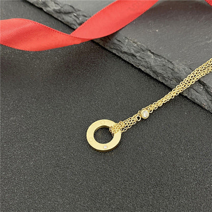 Double Big Cake Clavicle Chain Printed Necklaces