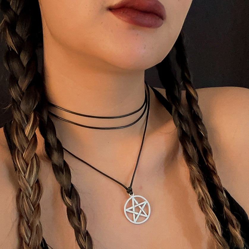 Hot Cold Wind Five-pointed Star Pendant Neck Necklaces