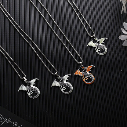 Men's Luminous Flame Dragon Pendant Trendy Fashionable Man Couple Necklaces